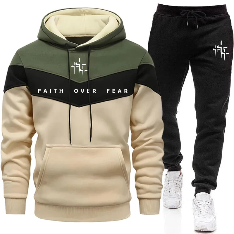 Men'S Fashion Hoodie - Tuta da Uomo 'Faith Over Fear'