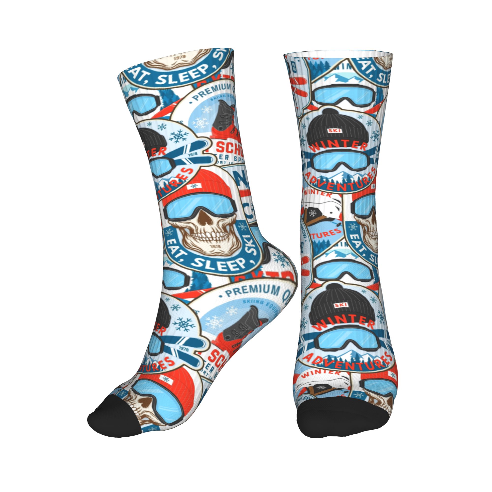 Men Fashion Vintage - Calzini vintage rosso blu Ski Club