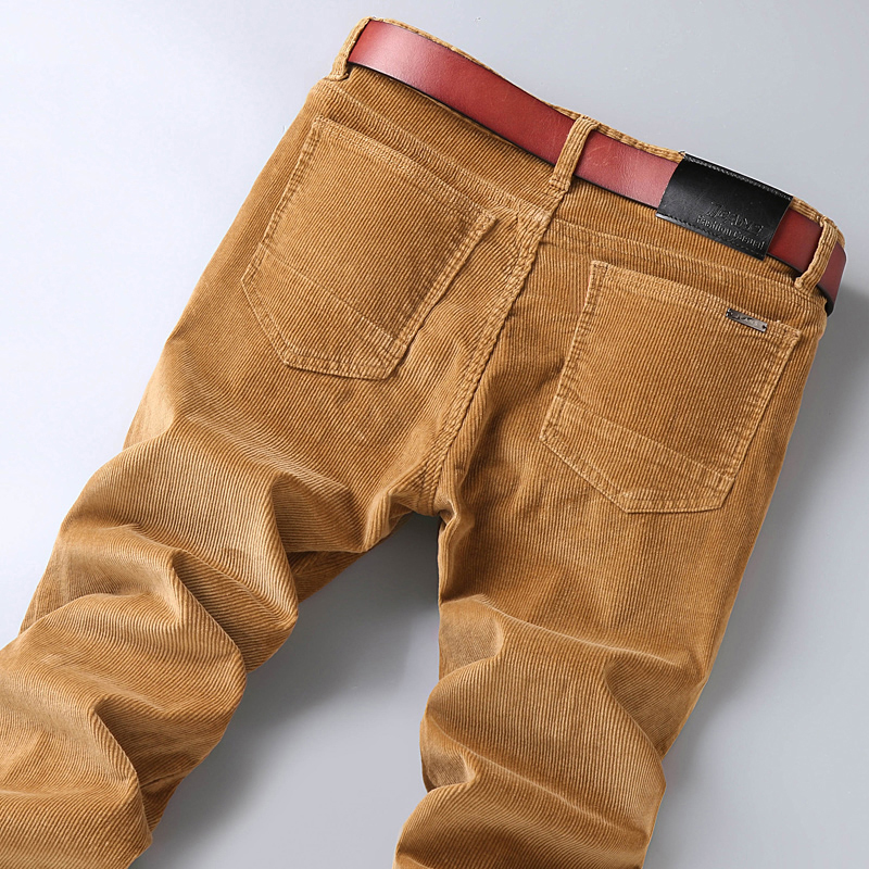 Men'S Fashion Khaki Pants - Pantaloni casual in velluto a coste
