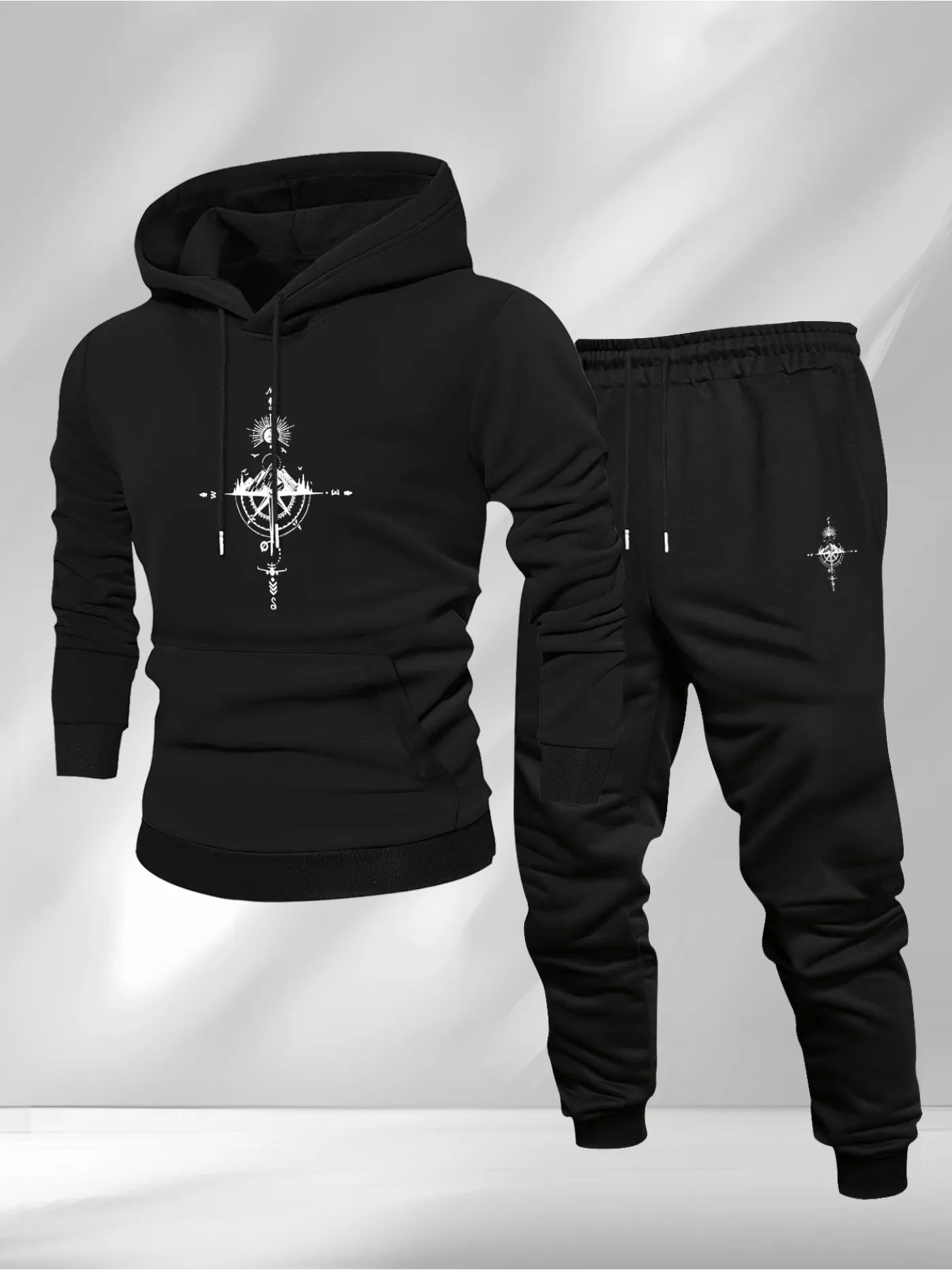 Men Fashion Vintage - Felpa con Cappuccio e Pantaloni da