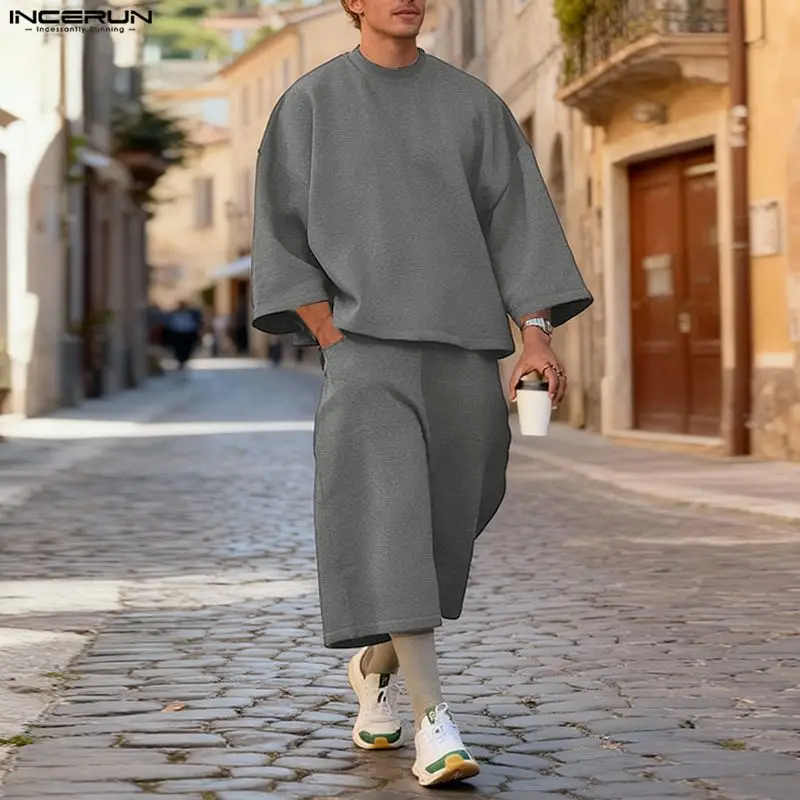 Men'S Fashion Hoodie - Completi da uomo INCERUN, tinta unita,