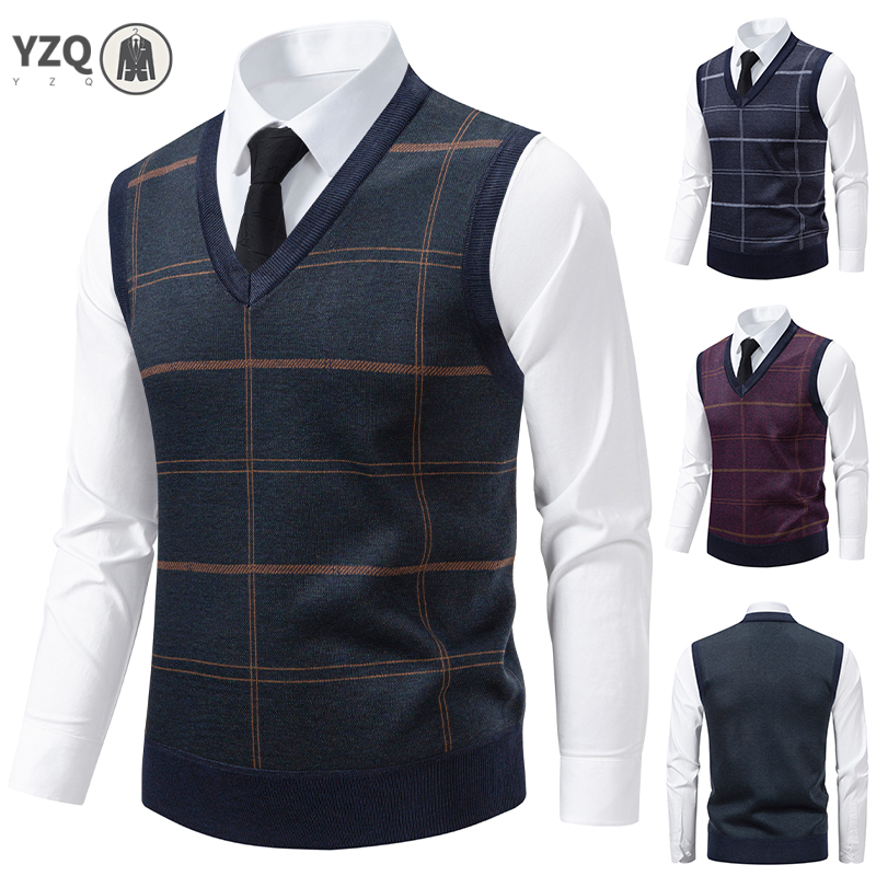 Men'S Fashion V Neck Sweater - Maglione lavorato a maglia con scollo
