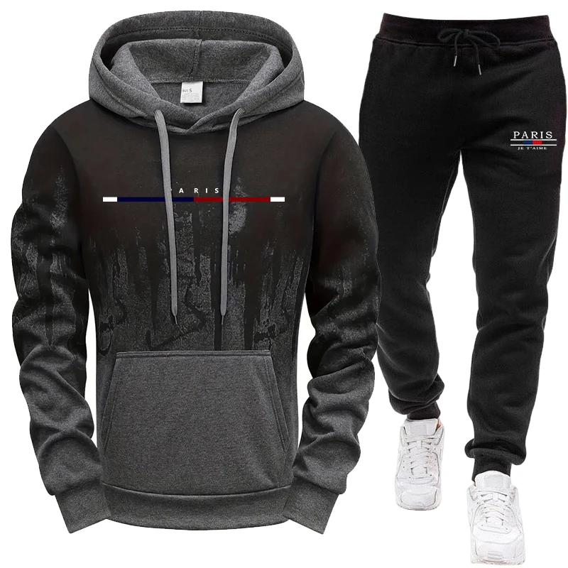 Men'S Fashion Hoodie - Completo da Uomo/Felpa con Cappuccio/Pantaloni Autunno