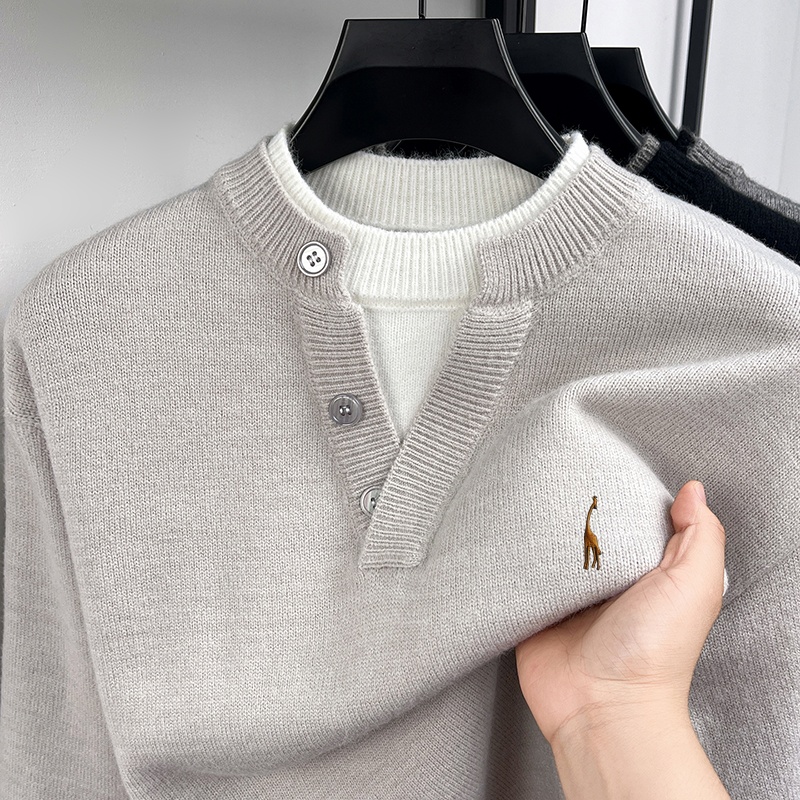 Men'S Fashion V Neck Sweater - Maglione da Uomo a Maniche Lunghe