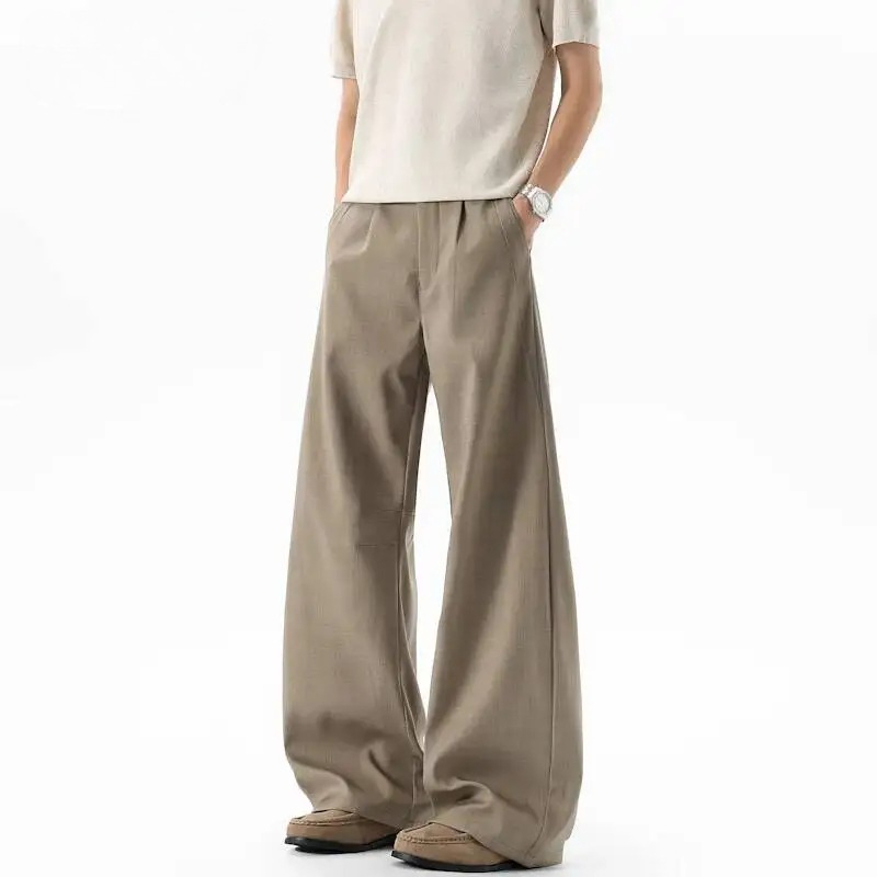 Men'S Fashion Khaki Pants - Pantaloni da Uomo Vintage Plissettati Color