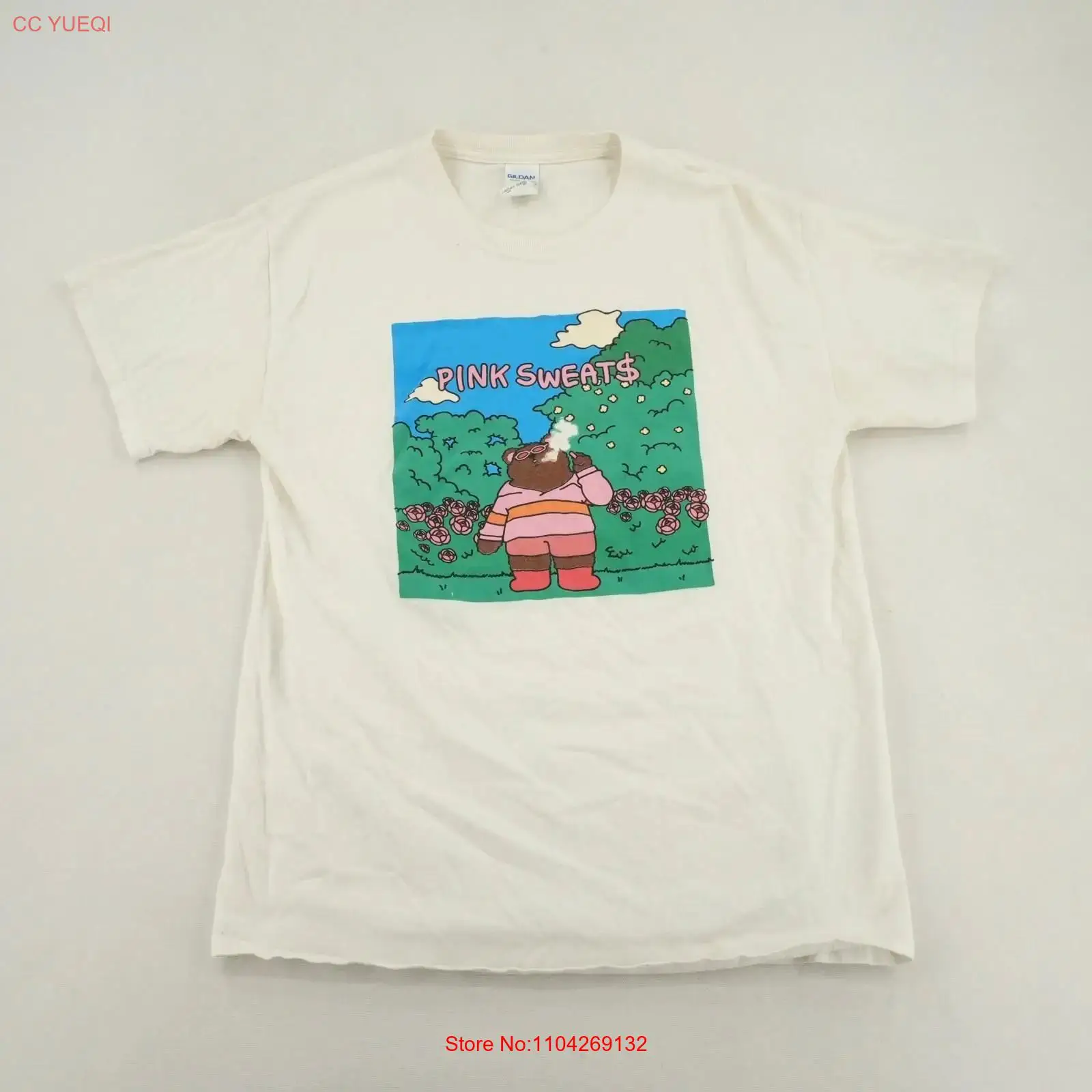 Men'S Fashion Everyday - T-shirt rosa con orsetto, bianca, taglia