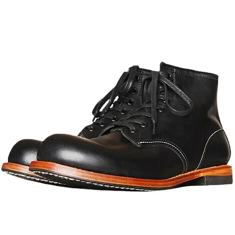Men Fashion Vintage - Stivali da uomo vintage in vera