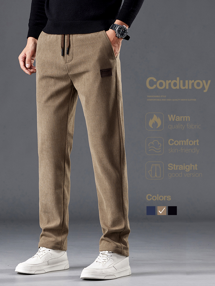 Men'S Fashion Khaki Pants - Pantaloni di velluto a coste da