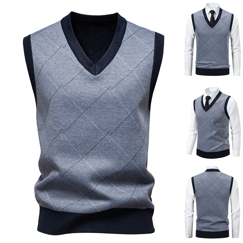 Men'S Fashion V Neck Sweater - Maglione caldo lavorato a maglia da